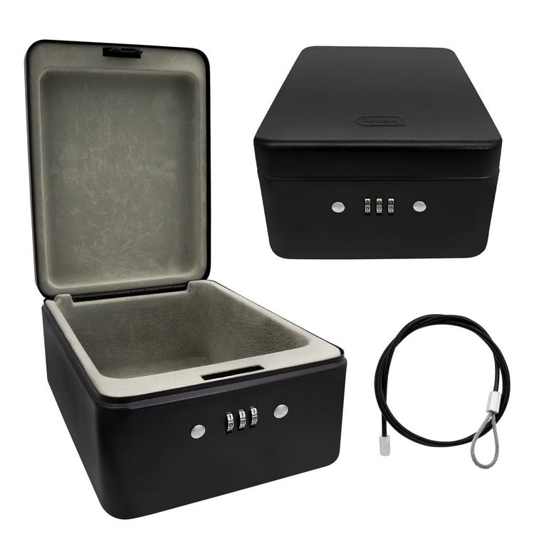 Produktbild: Idena Sicherheitsbox aus Metall mit Zahlenschloss schwarz 20x15x6cm