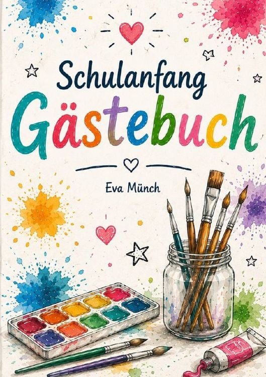 Produktbild: G&auml;stebuch Schulanfang Thema Farbkleckse