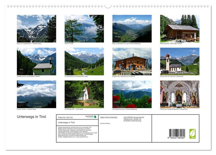 Produktbild: Unterwegs in Tirol (hochwertiger Premium Wandkalender 2026 DIN A2 quer), Kunstdruck in Hochglanz