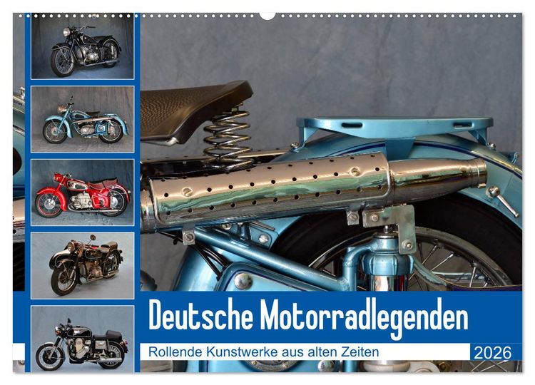 Produktbild: Deutsche Motorrad - Legenden - Rollende Kunstwerke aus alten Zeiten (Wandkalender 2026 DIN A2 quer), CALVENDO Monatskalender