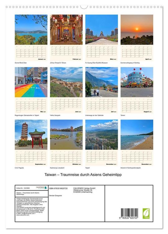 Produktbild: Taiwan &ndash; Traumreise durch Asiens Geheimtipp (hochwertiger Premium Wandkalender 2027 DIN A2 hoch), Kunstdruck in Hochglanz