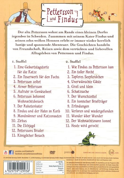 Produktbild: Pettersson und Findus - Komplettbox - Staffel 1+2/Folge 1-26 - Die DVD zur TV-Serie [2 DVDs]
