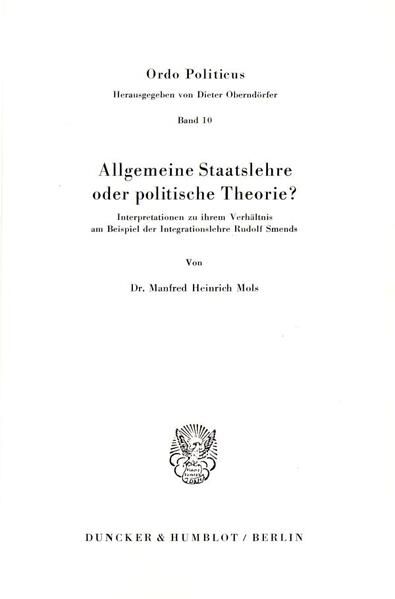 Produktbild: Allgemeine Staatslehre oder politische Theorie?