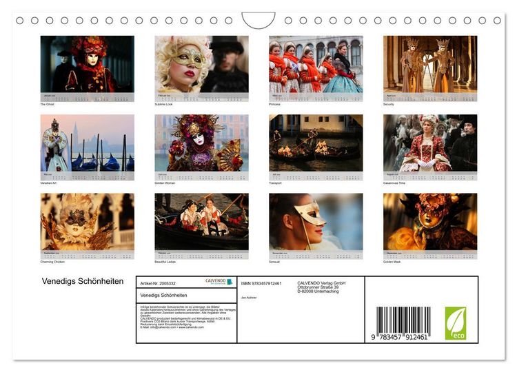 Produktbild: Venedigs Sch&ouml;nheiten (Wandkalender 2026 DIN A4 quer), CALVENDO Monatskalender