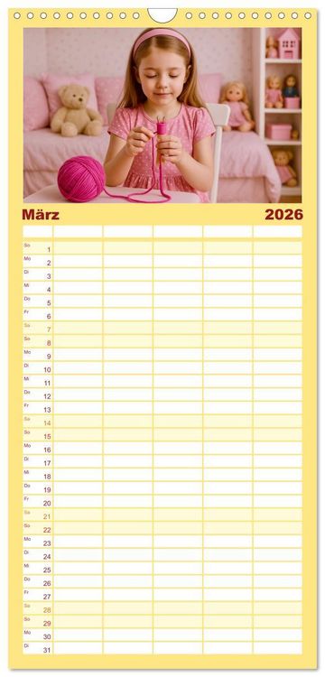 Produktbild: Familienplaner 2026 - Stricken und Wolle mit 5 Spalten (Wandkalender, 21 x 45 cm) CALVENDO