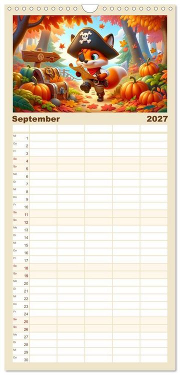 Produktbild: Familienplaner 2027 - Kleine Piraten, Gro&szlig;e Tr&auml;ume" - Ein Kalender f&uuml;r junge Entdecker mit 5 Spalten (Wandkalender, 21 x 45 cm) CALVENDO