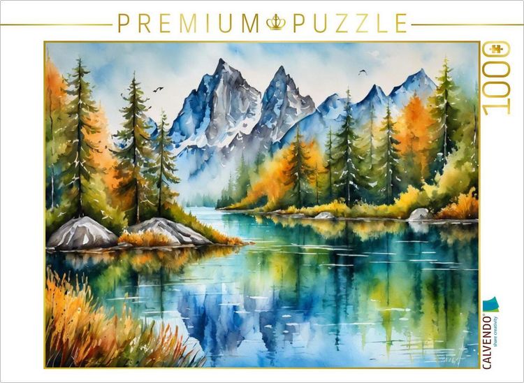 Produktbild: CALVENDO Puzzle Bergsee mit Spiegelung | 1000 Teile Lege-Gr&ouml;&szlig;e 64x48cm Foto-Puzzle f&uuml;r gl&uuml;ckliche Stunden