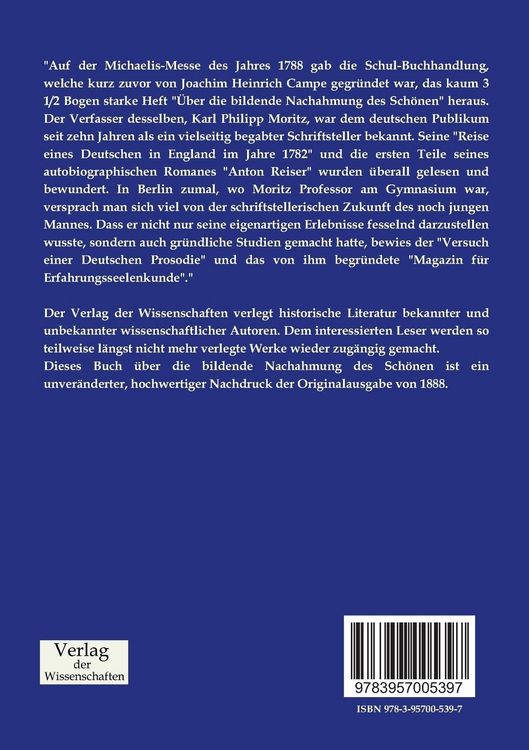 Produktbild: &Uuml;ber die bildende Nachahmung des Sch&ouml;nen