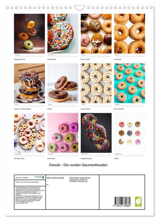 Produktbild: Donuts - Die runden Gaumenfreuden. (Wandkalender 2026 DIN A3 hoch), CALVENDO Monatskalender