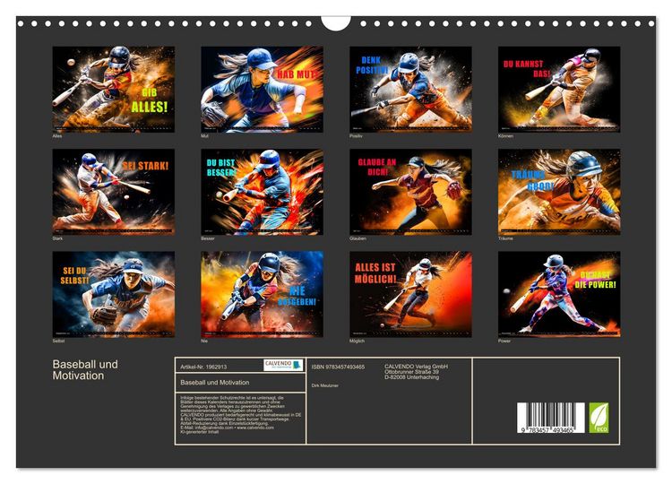 Produktbild: Baseball und Motivation (Wandkalender 2026 DIN A3 quer), CALVENDO Monatskalender