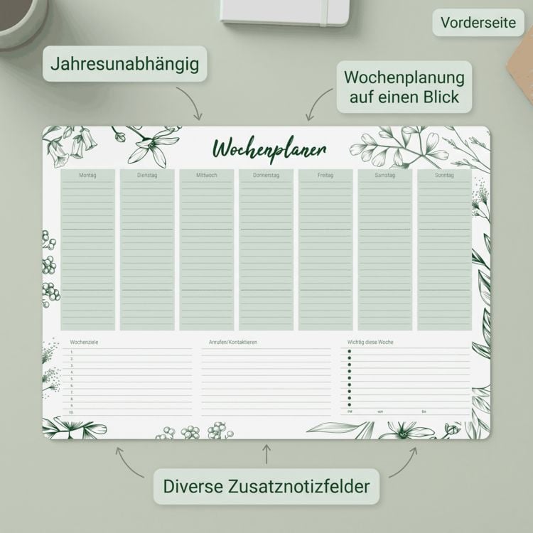 Produktbild: Schreibunterlage Design mit Wochenplan