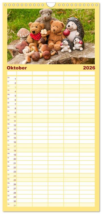 Produktbild: Familienplaner 2026 - Kunterbunte B&auml;renwelt - Teddys mit 5 Spalten (Wandkalender, 21 x 45 cm) CALVENDO