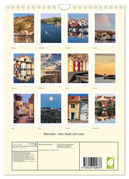 Produktbild: Bohusl&auml;n - &uuml;ber Stadt und Land (Wandkalender 2026 DIN A4 hoch), CALVENDO Monatskalender
