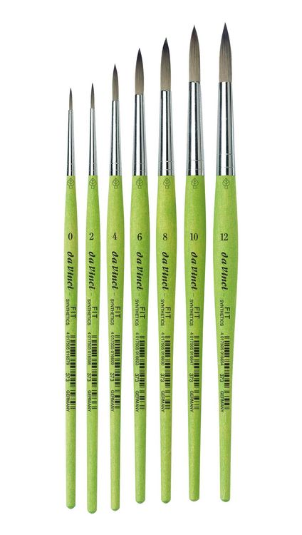 Produktbild: da Vinci Pinsel Fit f&uuml;r Schule und Hobby, elastische Synthetik, gr&uuml;n, rund, Serie 373 Gr. 6