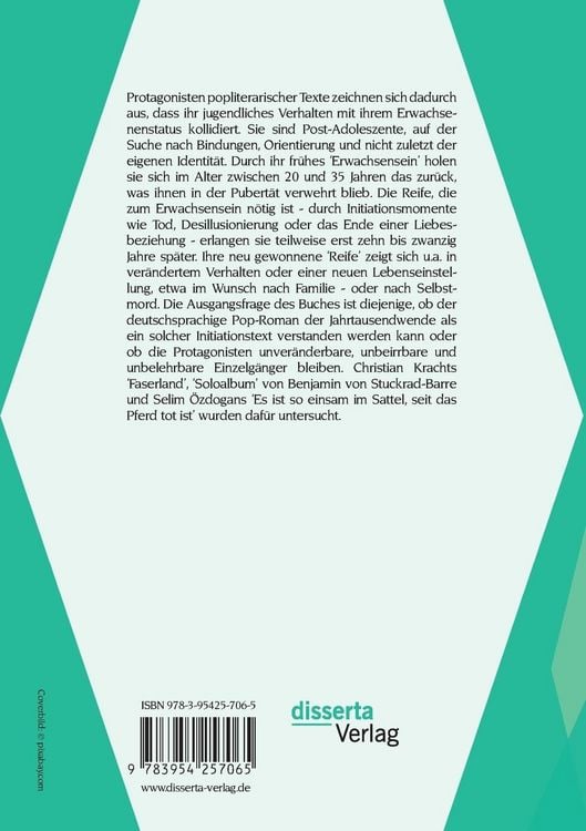 Produktbild: Erwachsenwerden im deutschen Pop-Roman: Der Reifeprozess der Protagonisten in Faserland, Soloalbum & Co