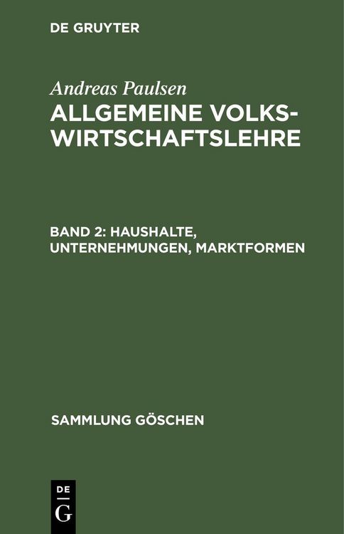 Produktbild: Haushalte, Unternehmungen, Marktformen