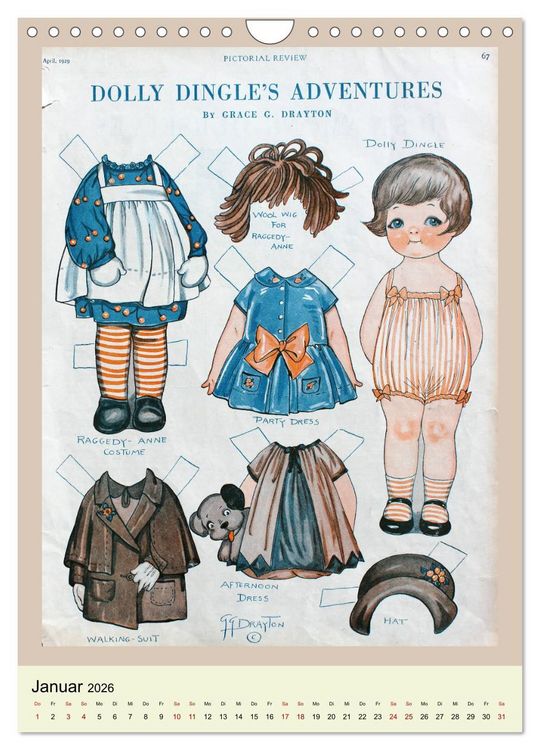 Produktbild: Dolly Dingle Kalender - Anziehpuppen von Grace G. Drayton (Wandkalender 2026 DIN A4 hoch), CALVENDO Monatskalender