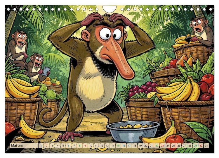 Produktbild: Lustige Nasenaffen - Comic (Wandkalender 2027 DIN A4 quer), CALVENDO Monatskalender