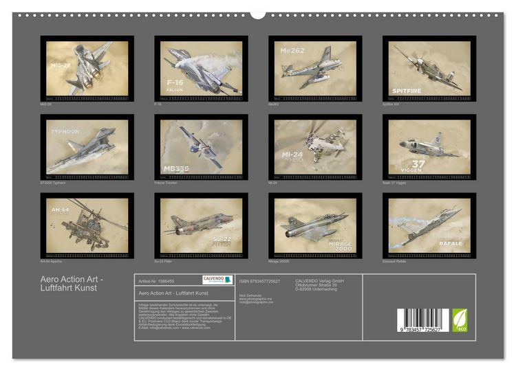 Produktbild: Aero Action Art - Luftfahrt Kunst (hochwertiger Premium Wandkalender 2026 DIN A2 quer), Kunstdruck in Hochglanz
