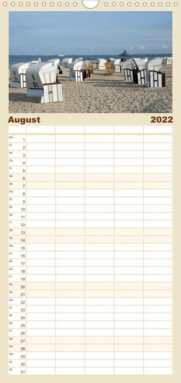 Produktbild: Familienplaner Strandkorb-Impressionen (Wandkalender 2022 , 21 cm x 45 cm, hoch)