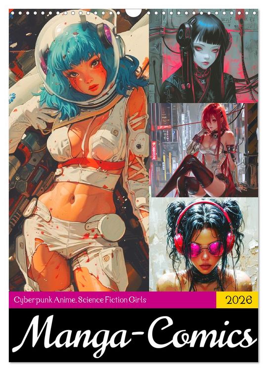 Produktbild: Manga-Comics. Cyberpunk Anime. Science Fiction Girls (Wandkalender 2026 DIN A3 hoch), CALVENDO Monatskalender