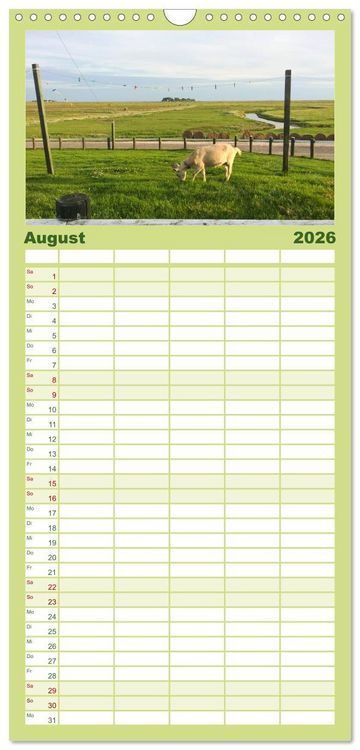 Produktbild: Familienplaner 2026 - Hallig Hooge - zwischen Himmel und Erde mit 5 Spalten (Wandkalender, 21 x 45 cm) CALVENDO