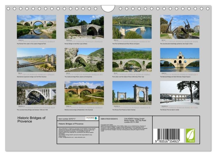 Produktbild: Historic Bridges of Provence (Wall Calendar 2026 DIN A4 landscape), CALVENDO 12 Month Wall Calendar