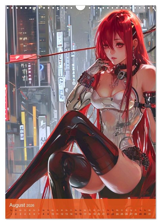 Produktbild: Manga-Comics. Cyberpunk Anime. Science Fiction Girls (Wandkalender 2026 DIN A3 hoch), CALVENDO Monatskalender