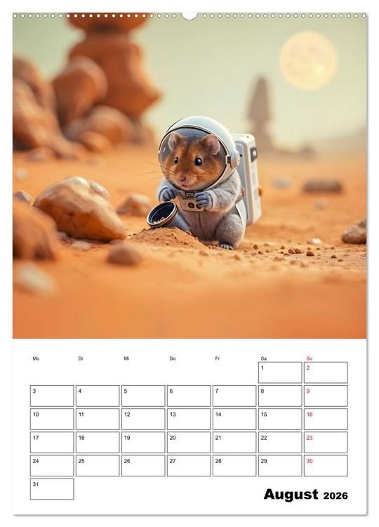 Produktbild: Space Hamster - Mit KI Hamster Astronauten im Weltall (Wandkalender 2026 DIN A2 hoch), CALVENDO Monatskalender