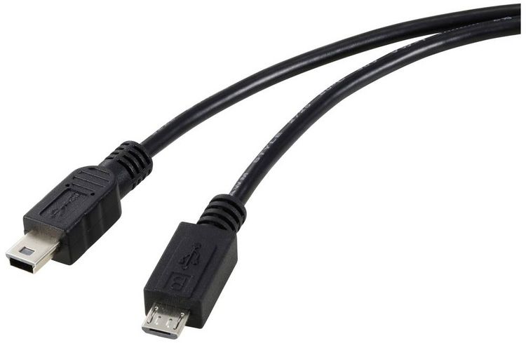 Produktbild: Renkforce USB-Kabel USB 2.0 USB-Micro-B Stecker, USB-Mini-B Stecker 0.50m Schwarz RF-5720368