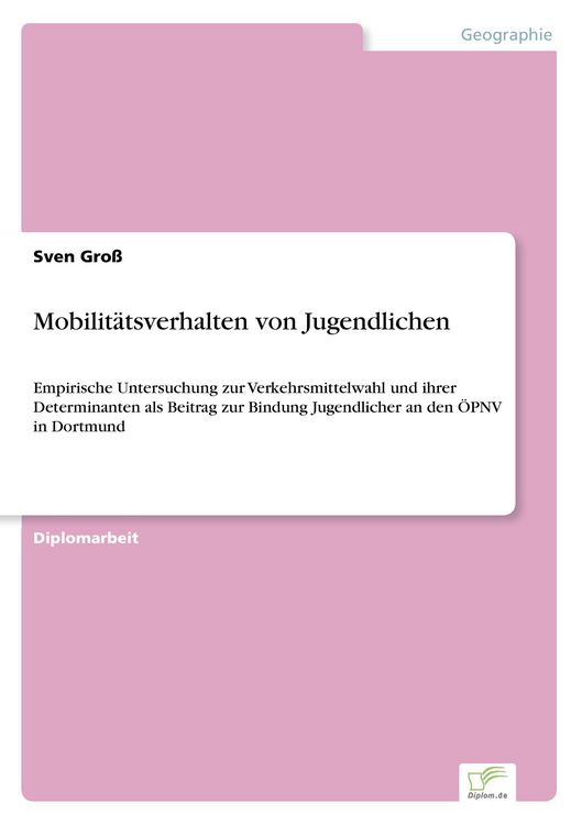 Produktbild: Mobilit&auml;tsverhalten von Jugendlichen