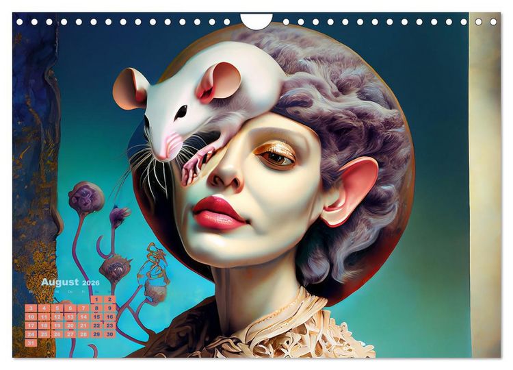 Produktbild: Fantasy Tier Frauen Portraits (Wandkalender 2026 DIN A4 quer), CALVENDO Monatskalender
