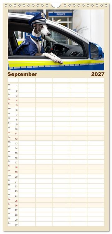 Produktbild: Familienplaner 2027 - Funny Greyhounds - Windhunde mal anders mit 5 Spalten (Wandkalender, 21 x 45 cm) CALVENDO