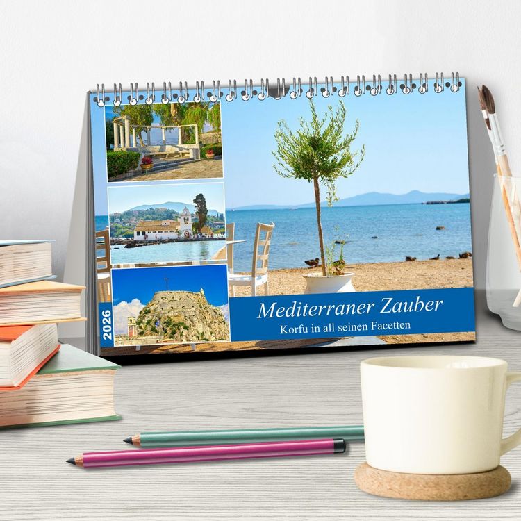 Produktbild: Mediterraner Zauber - Korfu in all seinen Facetten (Tischkalender 2026 DIN A5 quer), CALVENDO Monatskalender