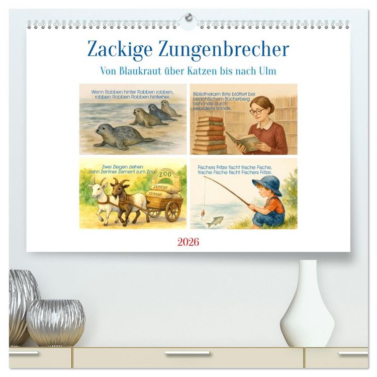 Produktbild: Zackige Zungenbrecher (hochwertiger Premium Wandkalender 2026 DIN A2 quer), Kunstdruck in Hochglanz