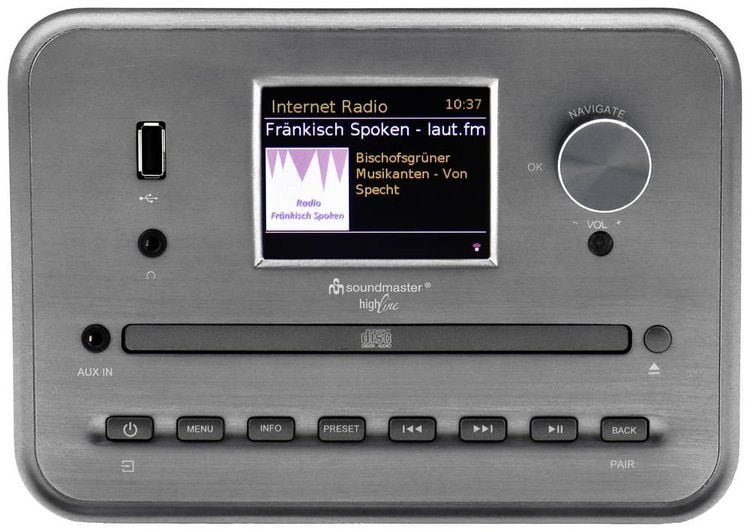 Produktbild: Soundmaster CD-Player Silber Internetradio, DAB+, WLAN, USB, Inkl. Lautsprechern