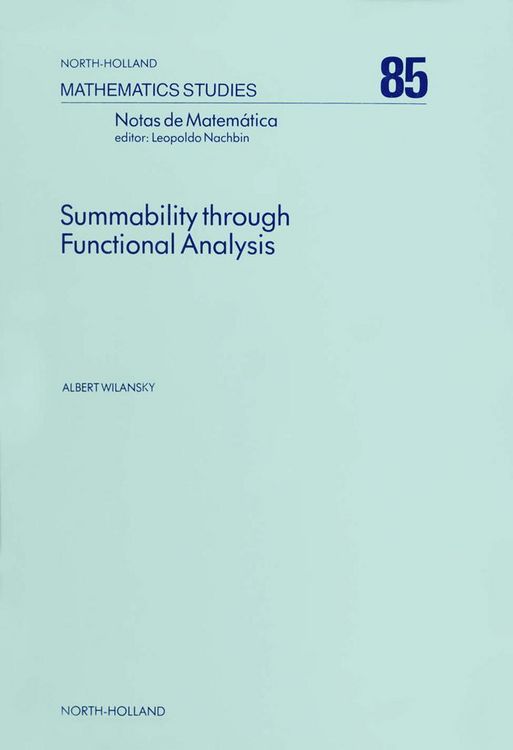Produktbild: Summability Through Functional Analysis