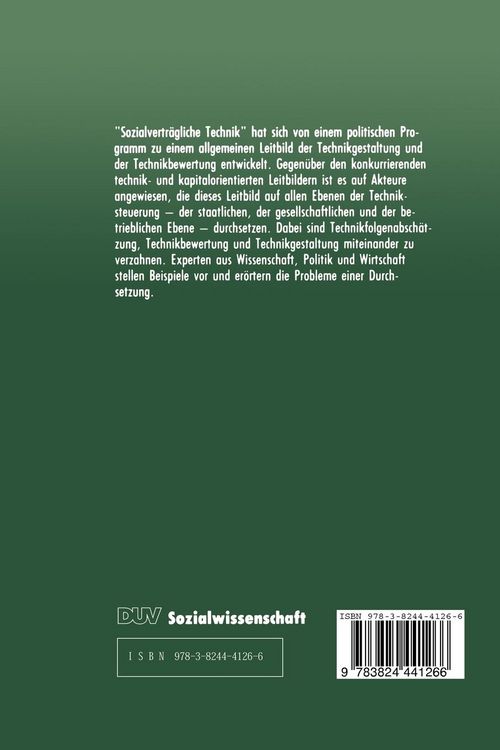 Produktbild: Sozialvertr&auml;gliche Technik &mdash; Gestaltung und Bewertung