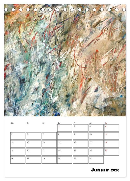 Produktbild: Ungeb&auml;ndigt frei - Abstrakte Malerei - dynamische Linien in leuchtenden Farbr&auml;umen (Tischkalender 2026 DIN A5 hoch), CALVENDO Monatskalender