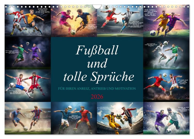 Produktbild: Fu&szlig;ball und tolle Spr&uuml;che (Wandkalender 2026 DIN A3 quer), CALVENDO Monatskalender