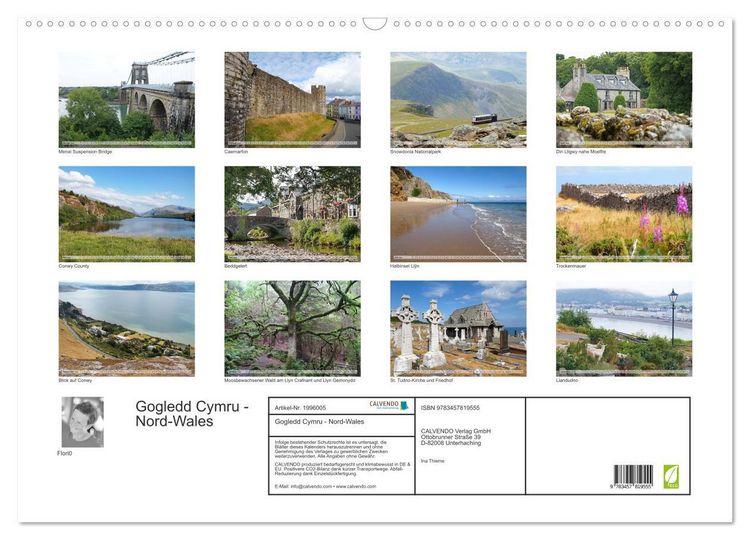 Produktbild: Gogledd Cymru - Nord-Wales (Wandkalender 2026 DIN A2 quer), CALVENDO Monatskalender