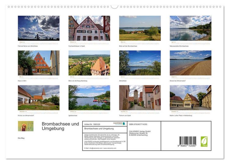 Produktbild: Brombachsee und Umgebung (hochwertiger Premium Wandkalender 2026 DIN A2 quer), Kunstdruck in Hochglanz