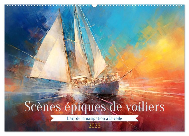 Produktbild: Sc&egrave;nes &eacute;piques de voiliers (Calendrier mural 2026 DIN A2 vertical), CALVENDO calendrier mensuel
