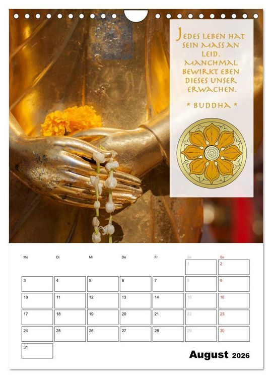 Produktbild: BUDDHAS ZITATE Buddhistische Weisheiten (Wandkalender 2026 DIN A4 hoch), CALVENDO Monatskalender