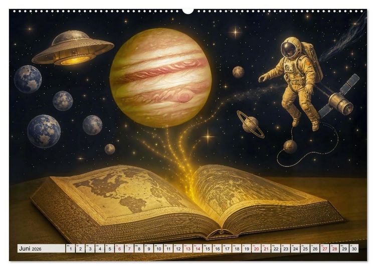 Produktbild: Magische Welt der B&uuml;cher - Fantastische Abenteuer zwischen den Seiten (hochwertiger Premium Wandkalender 2026 DIN A2 quer), Kunstdruck in Hochglanz