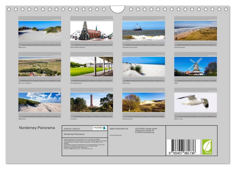 Produktbild: Norderney-Panorama (Wandkalender 2026 DIN A4 quer), CALVENDO Monatskalender