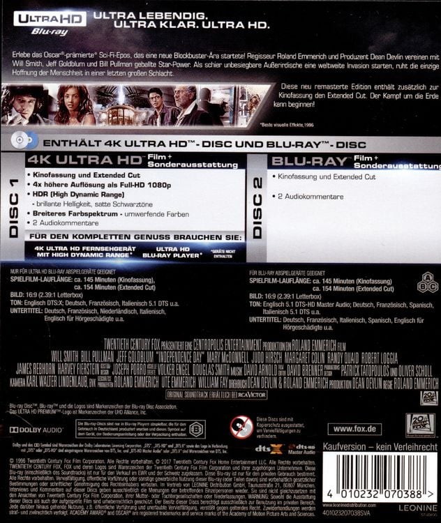 Produktbild: Independence Day (4K Ultra-HD) (+ Blu-ray)