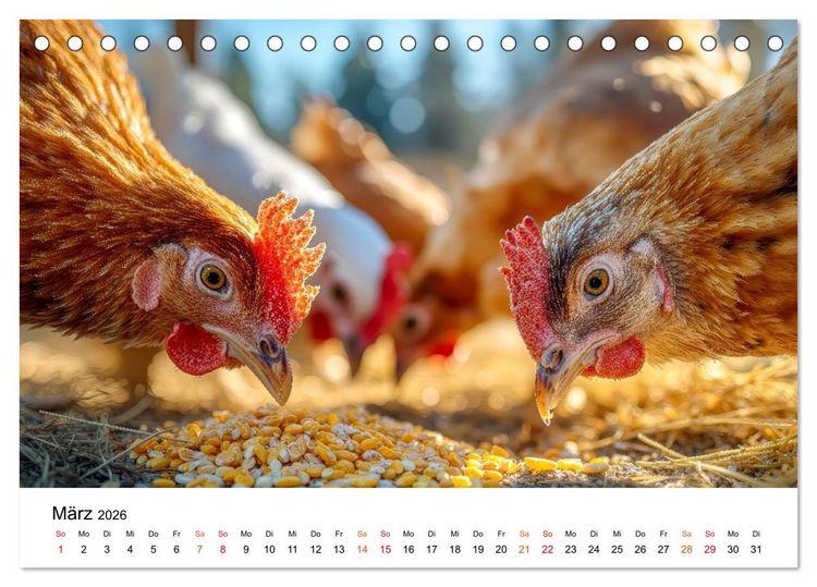 Produktbild: H&uuml;hner - gefiedert durchs Jahr (Tischkalender 2026 DIN A5 quer), CALVENDO Monatskalender