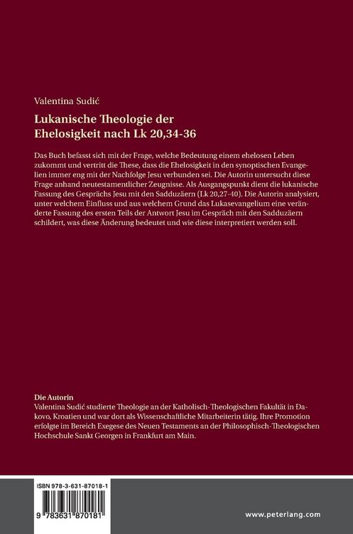 Produktbild: Lukanische Theologie der Ehelosigkeit nach Lk 20,34-36