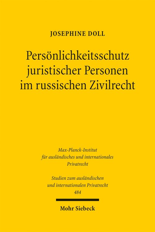 Produktbild: Pers&ouml;nlichkeitsschutz juristischer Personen im russischen Zivilrecht